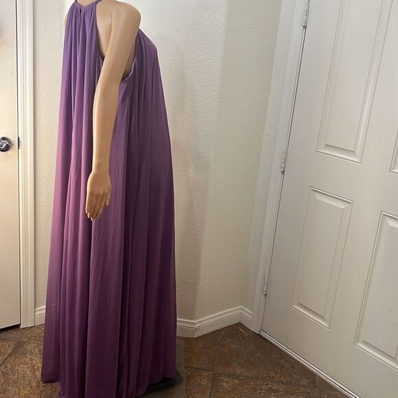 David’s Bridal Dress Sz 14 Wisteria Iris Violet Boat High Neck Tent Sheer Lined - Picture 10 of 16